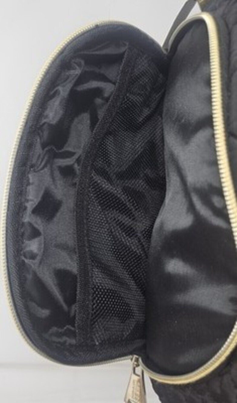 Aimee Kestenberg Large Isabela Black Gold Quilted Cosmetic Toiletry Travel Bag - Picture 3 of 7